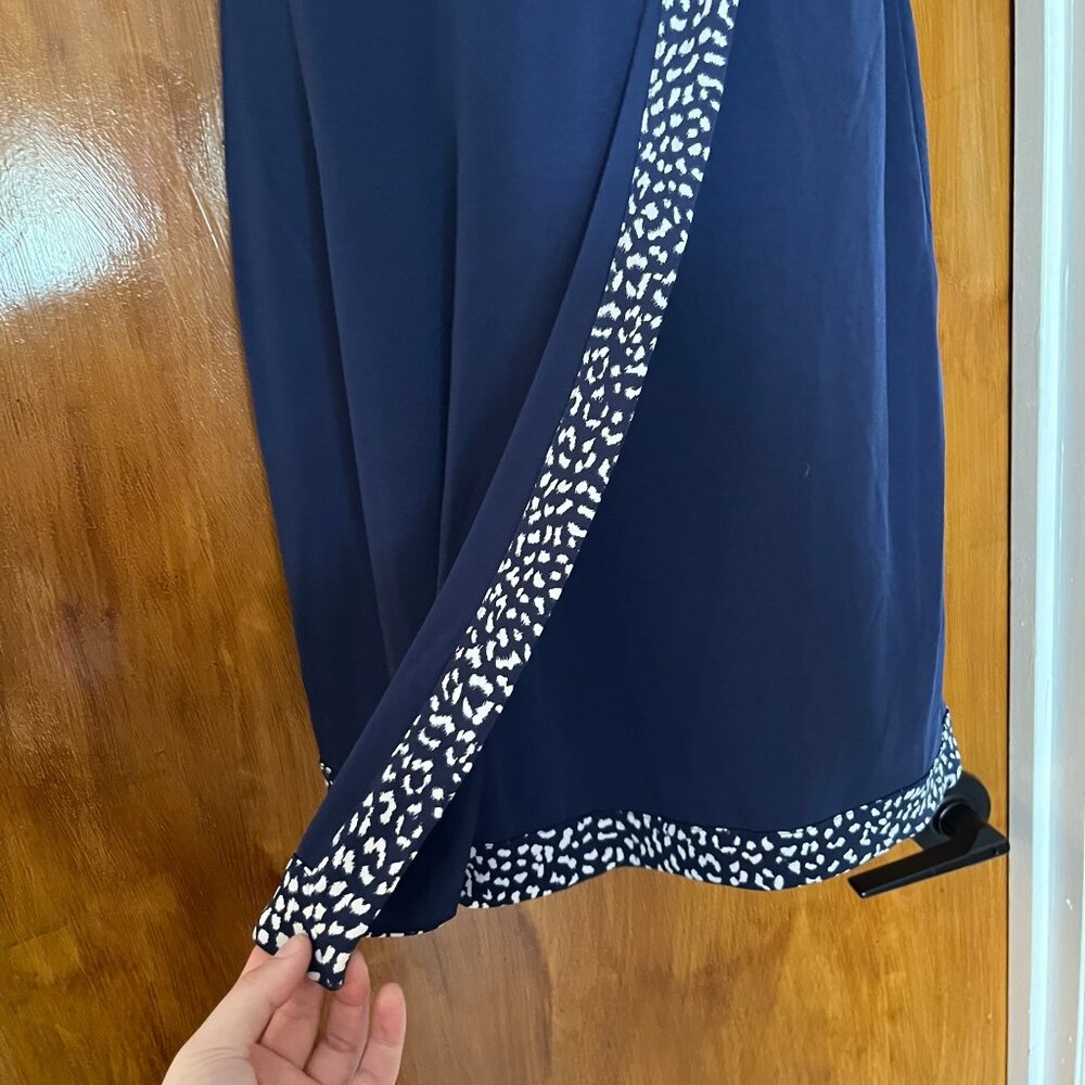 Michael Kors Navy Blue Spotted Faux Wrap Dress Sleeveless Womens Size XS - Picture 4 of 4